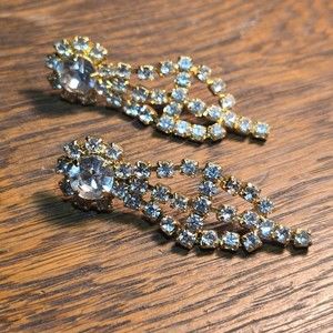 Dangle earrings, large crystal, "diamonds" - Vintage '80s Sparkle jewelry